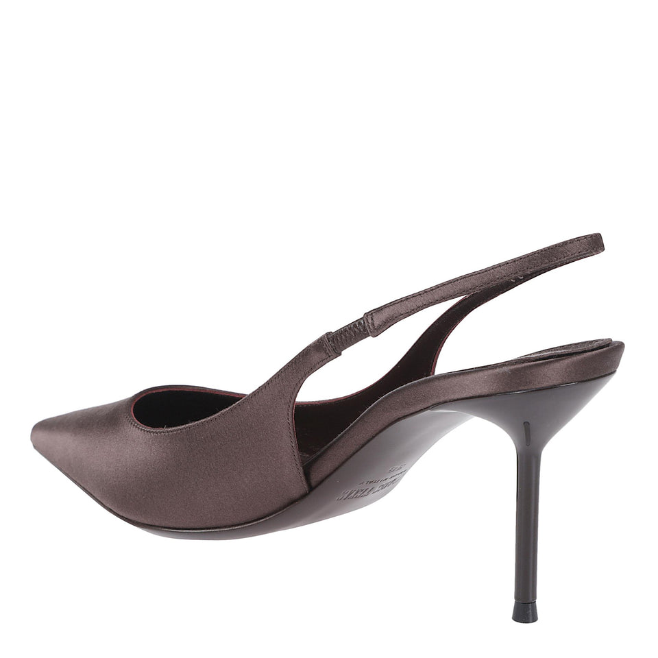 Slingback "Lidia" 70 in satin marrone PX1635 XTSATEBANO PARIS TEXAS 