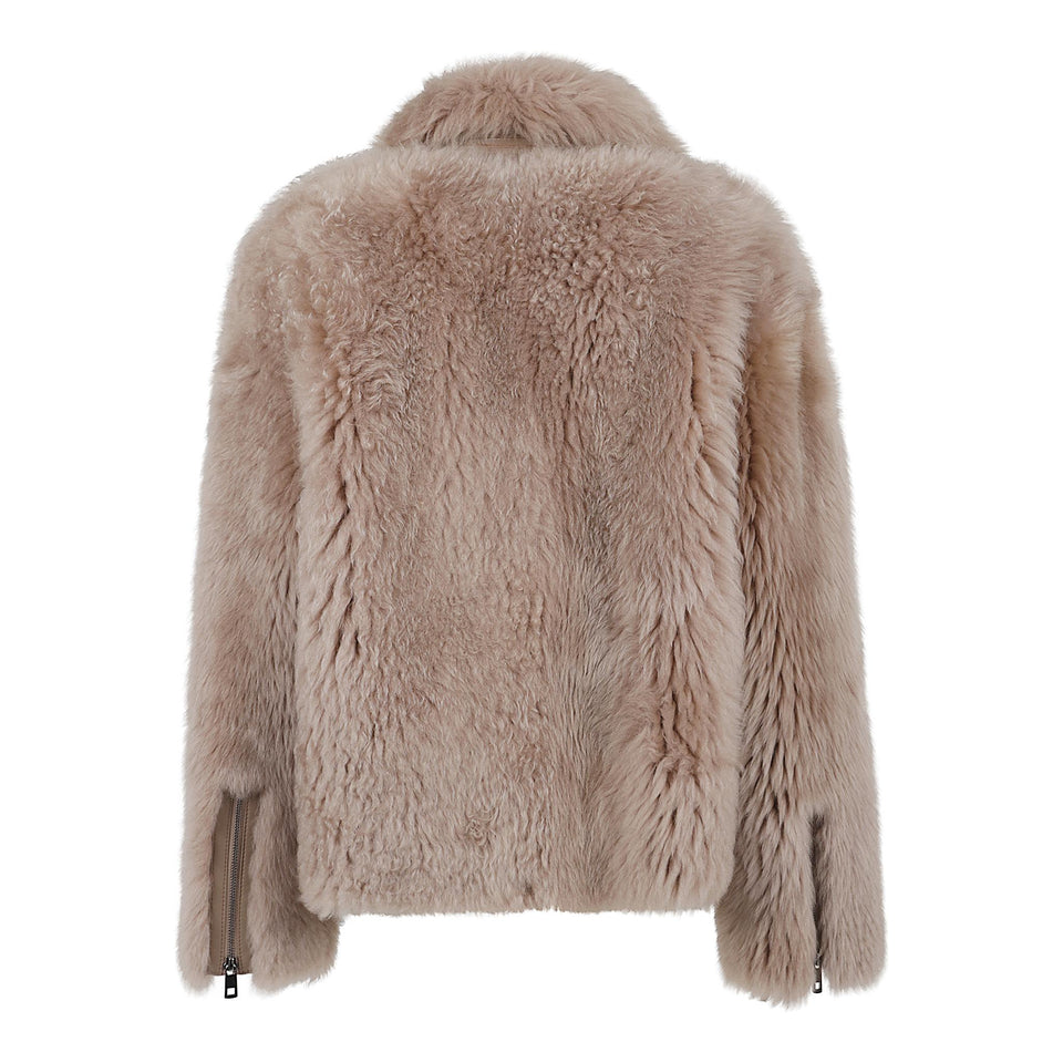 Giubbotto in shearling marrone K14673 BEIGE DESA 1972 