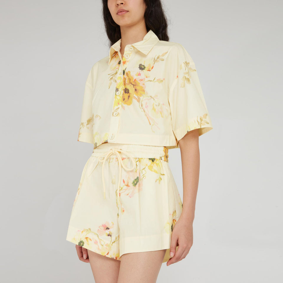 Camicia crop in cotone gialla
