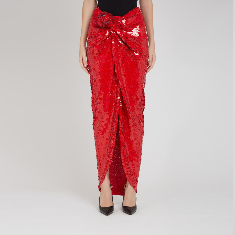 Gonna lunga in tessuto rossa