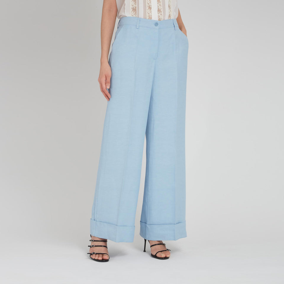 Pantalone sartoriale in tessuto azzurro