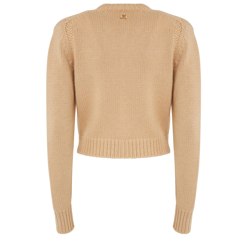 Cardigan crop in cotone beige