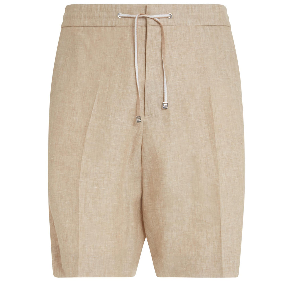 Beige linen shorts