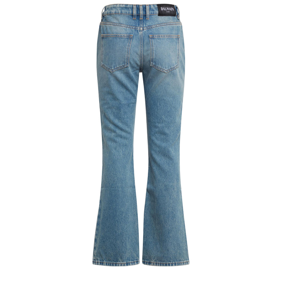 Blue denim flared jeans
