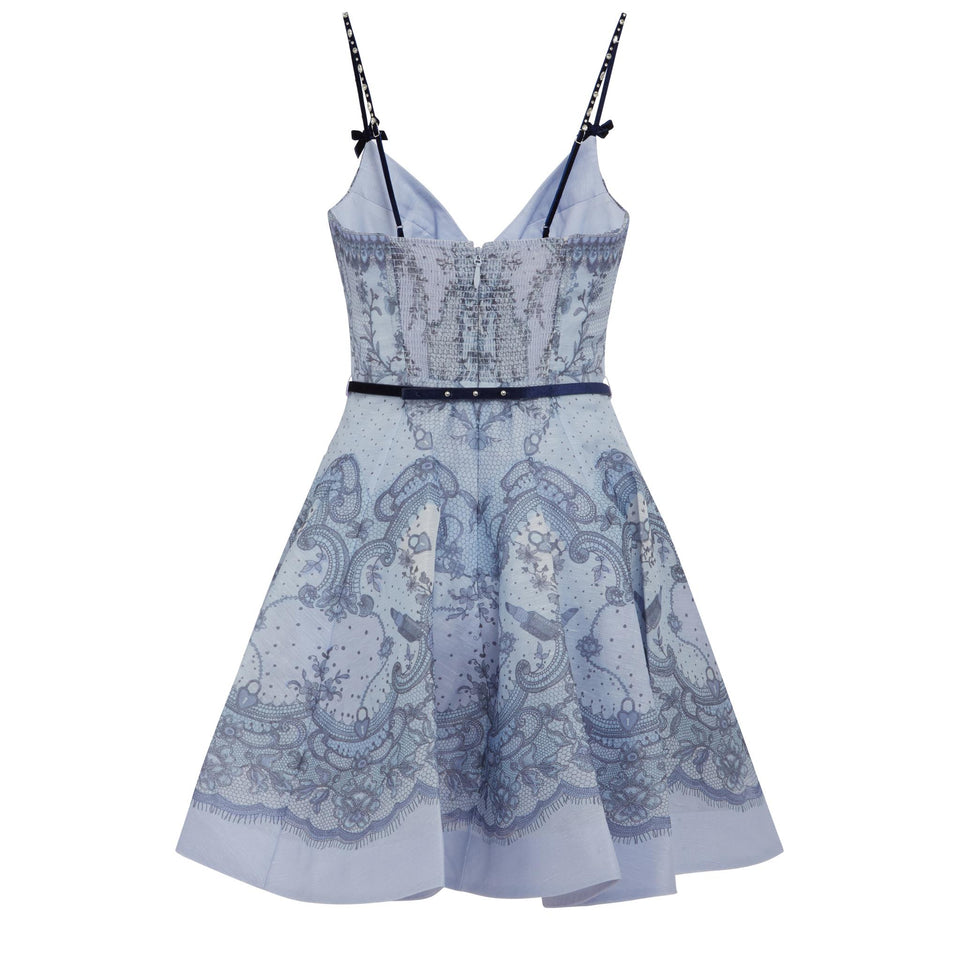 "Crush" dress in blue linen