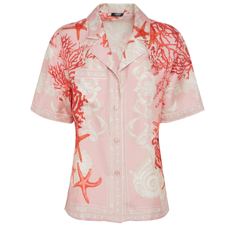 ''Barocco Sea'' shirt in pink silk