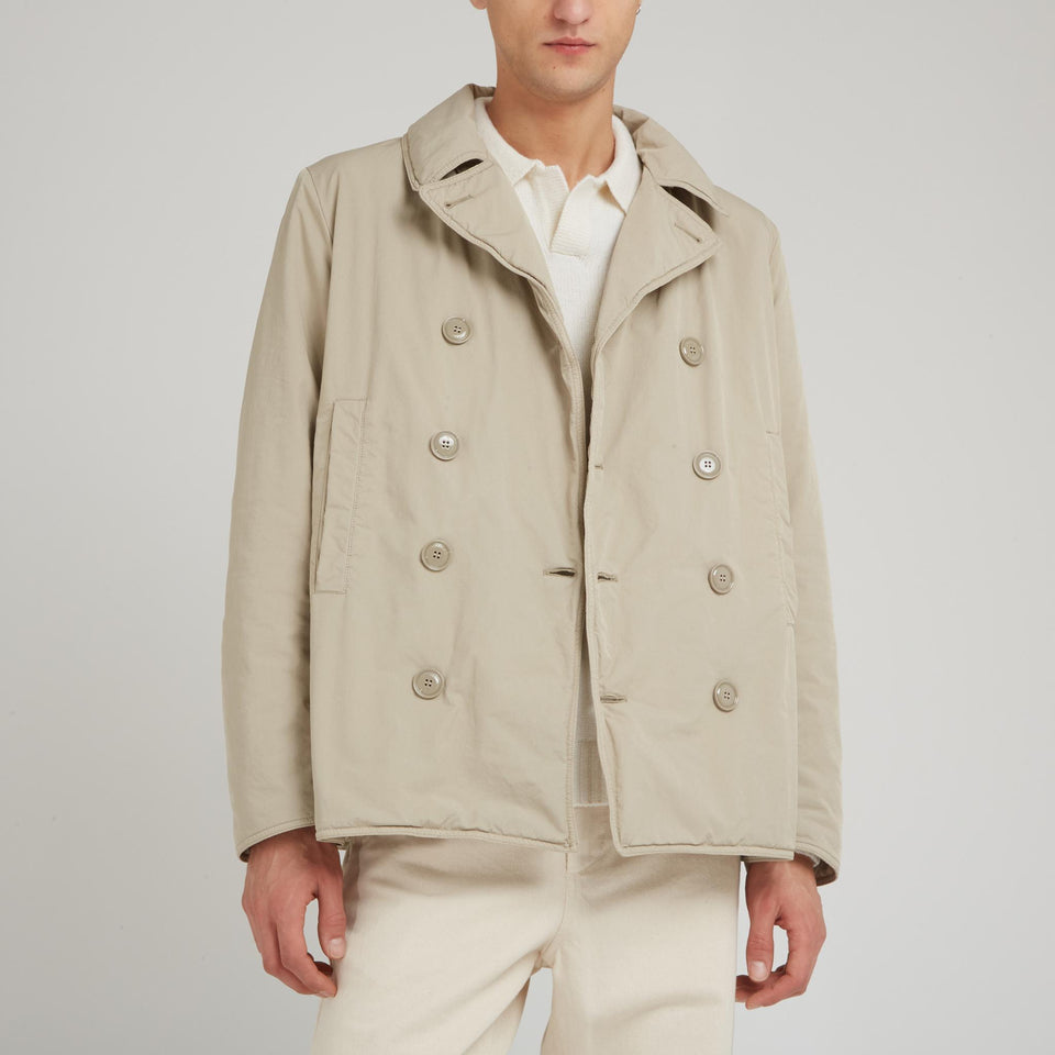 Giubbino doppio petto in tessuto beige