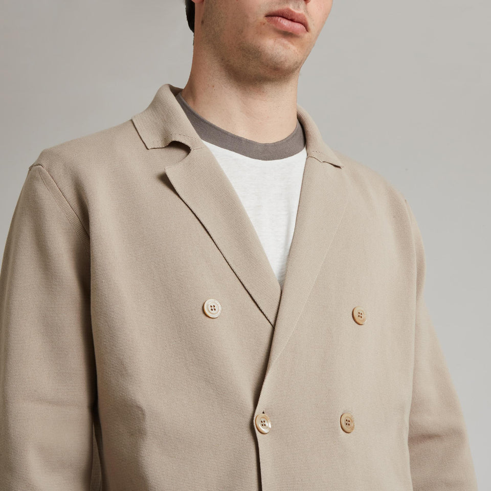 Beige cotton double breasted jacket