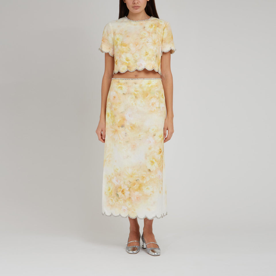 "Crush" crop top in yellow linen