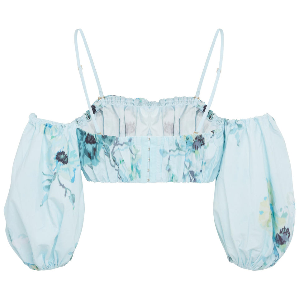 Light blue cotton crop top