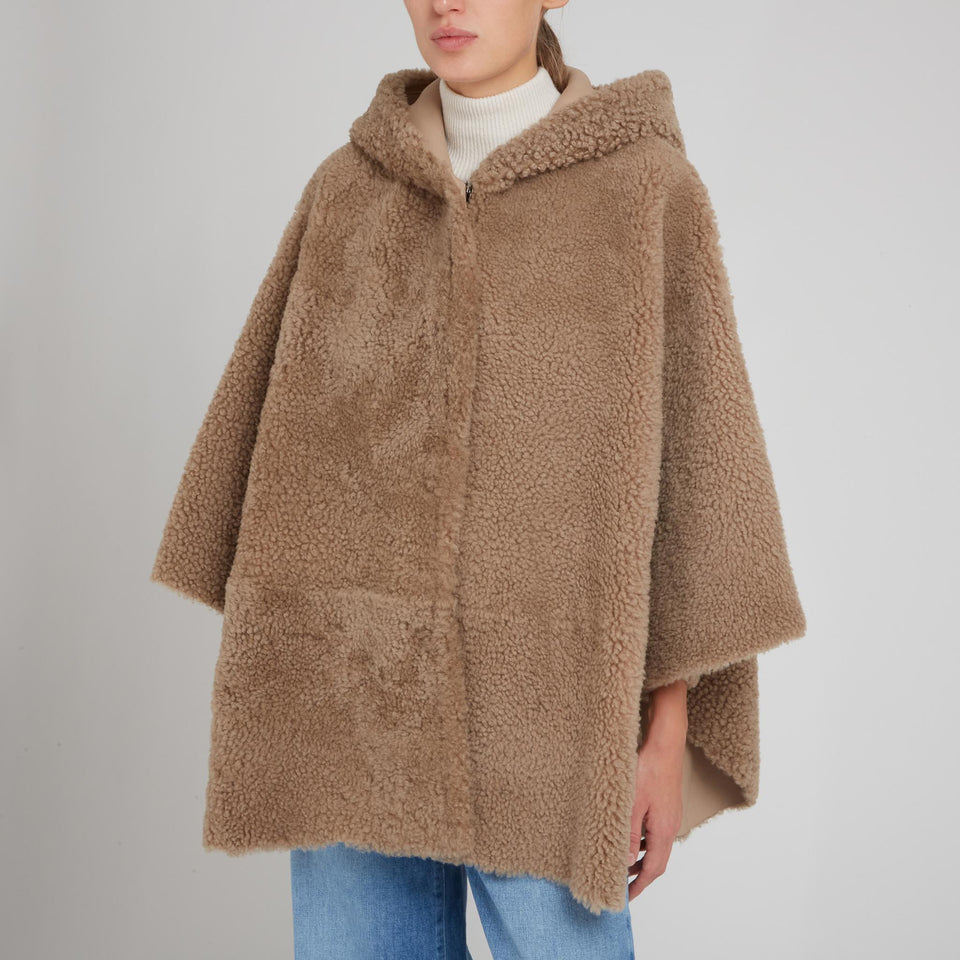 Montone in shearling marrone