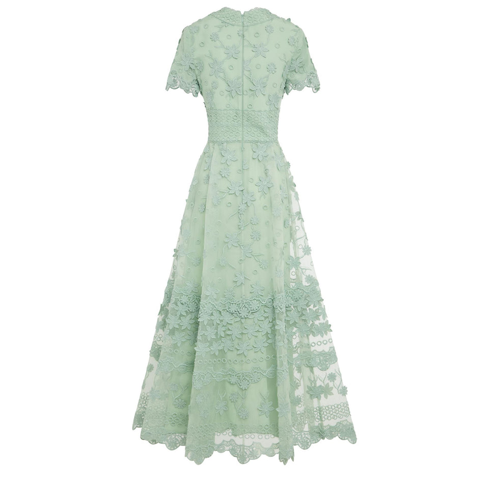 Abito in seta verde D0036 TU001GN002 ELIE SAAB 