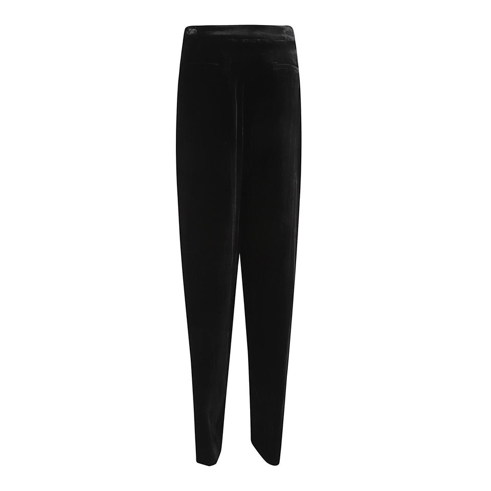 Pantalone a vita bassa in velluto nero 9003009 NUV0002999 RAQUEL DINIZ COLL 