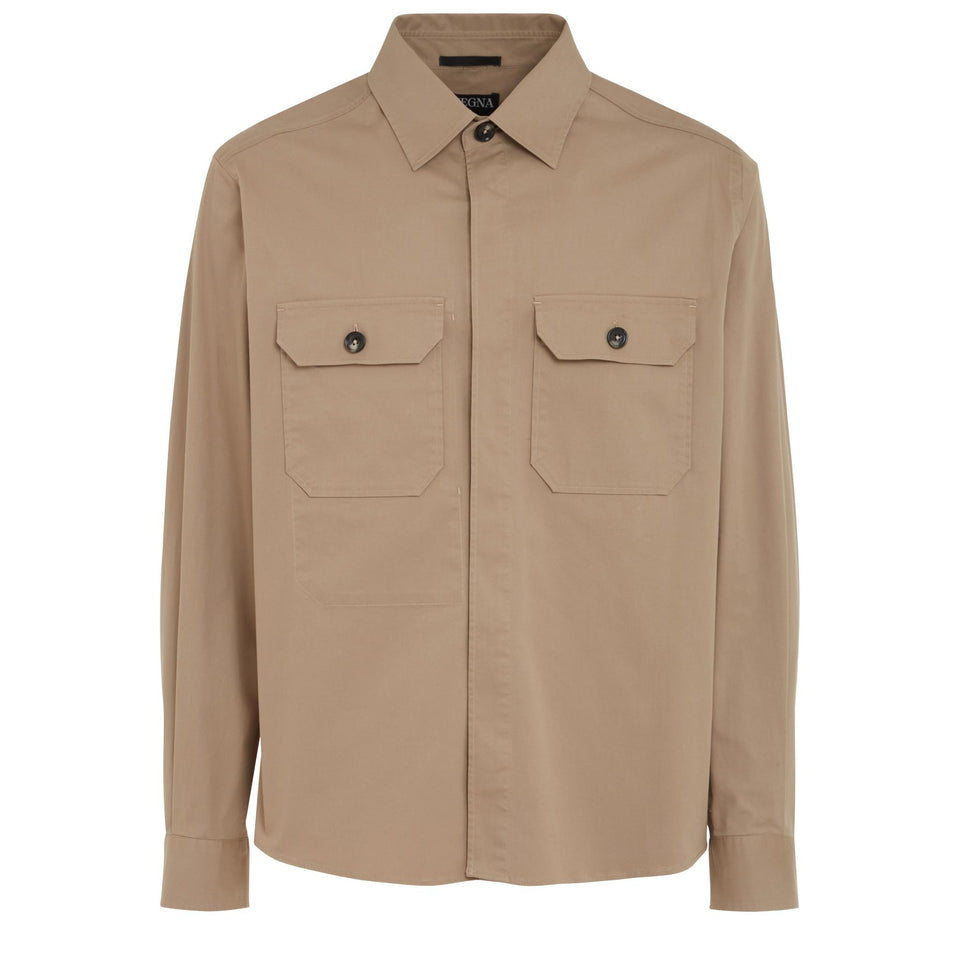 Camicia in cotone beige