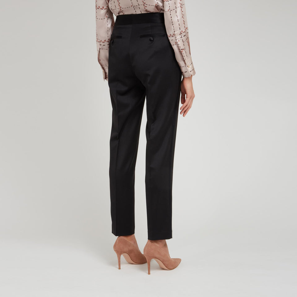 Black wool tailored trousers
