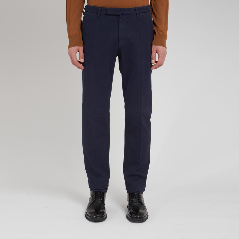 Pantalone slim in cotone blu