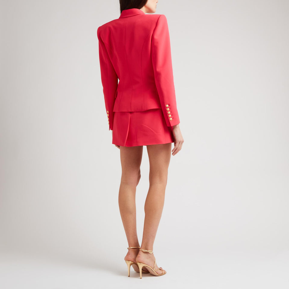Double-breasted jacket in fuchsia fabric