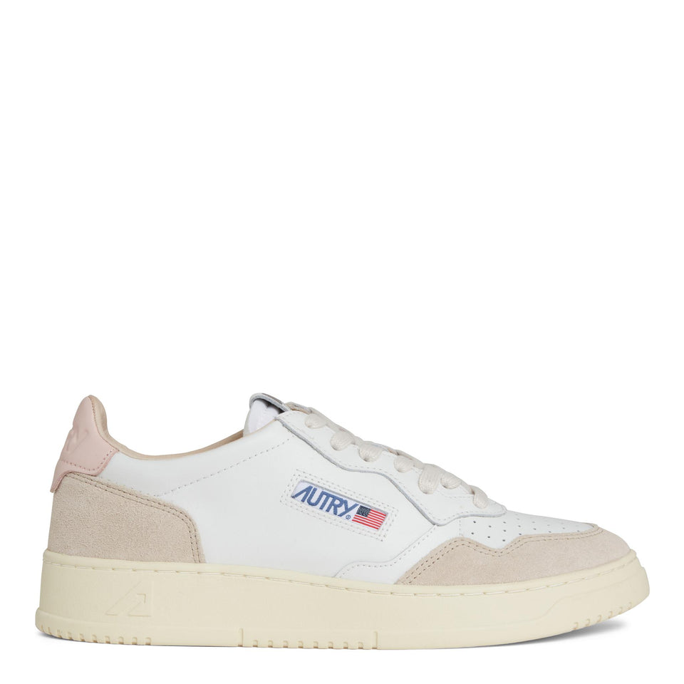 Sneakers ''Medalist Low'' in pelle bianca e rosa AULW-LS37 WHT/POW AUTRY 