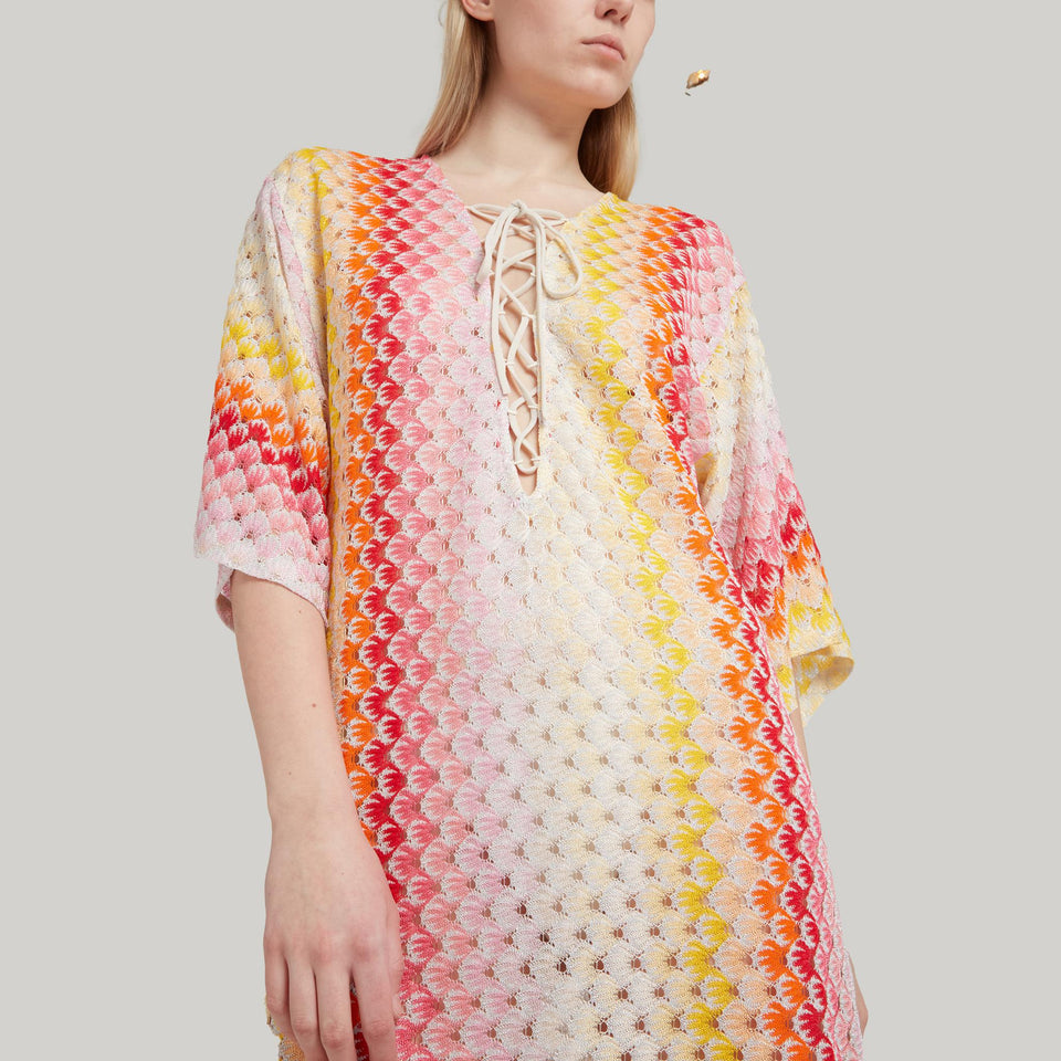 Maxi abito in tessuto multicolor