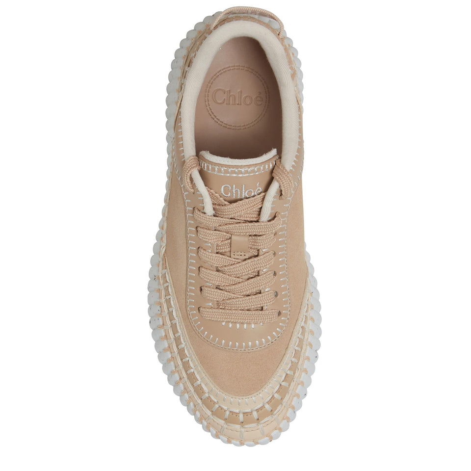 Sneakers "Nama" in maglia beige CHC24A00RMS 286 CHLOE 