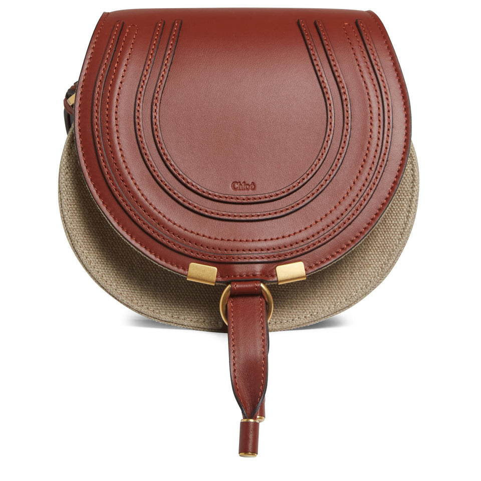 Borsa ''Marcie'' piccola in tessuto e pelle marrone