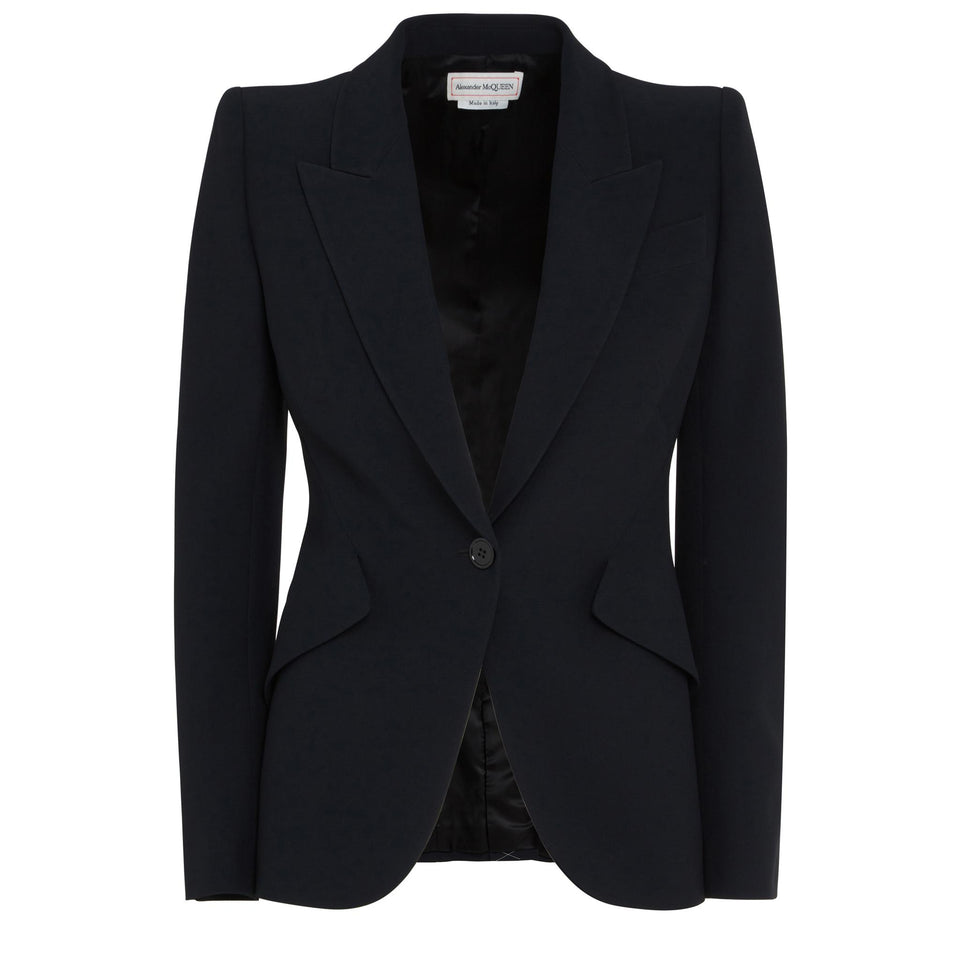 Blazer mono petto in tessuto nera