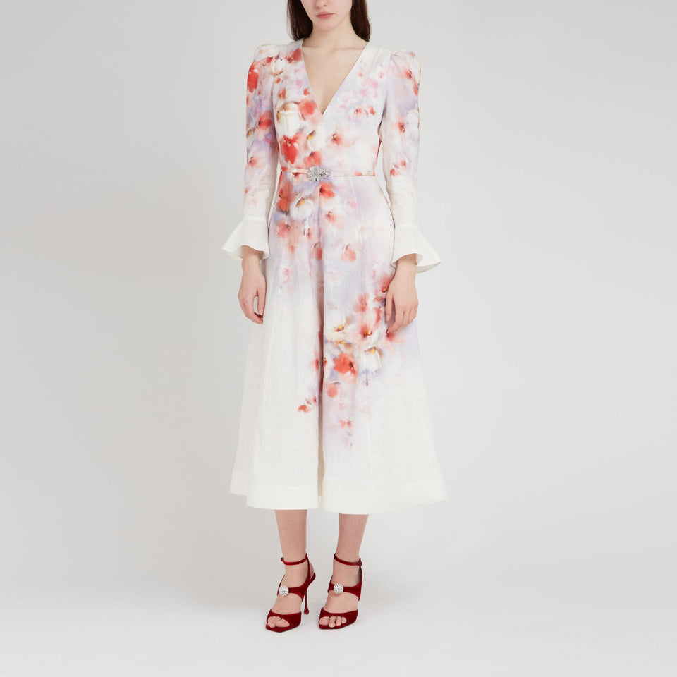 "Crush" dress in multicolored linen