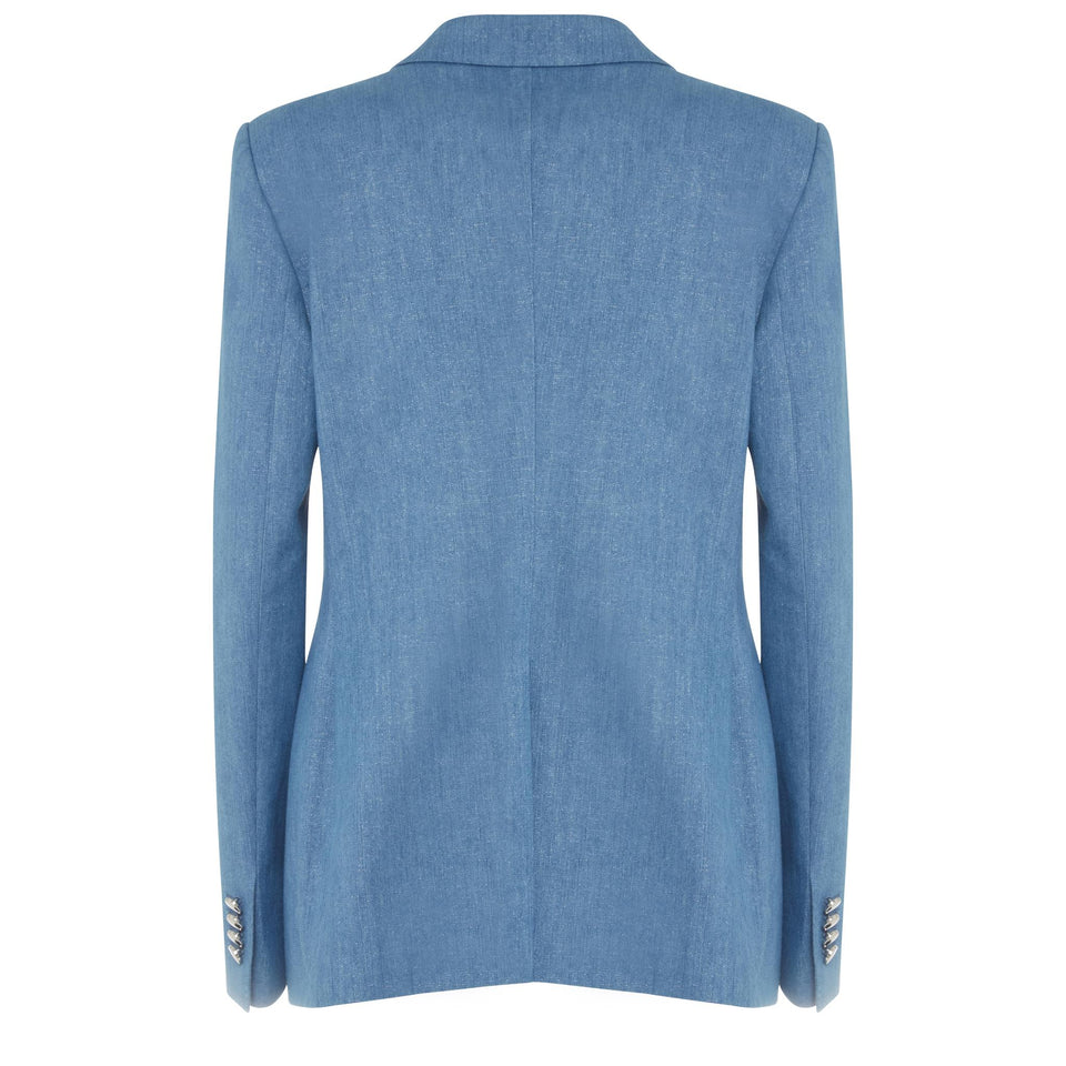 Giacca doppio petto ''J-Parigi'' in lino azzurra