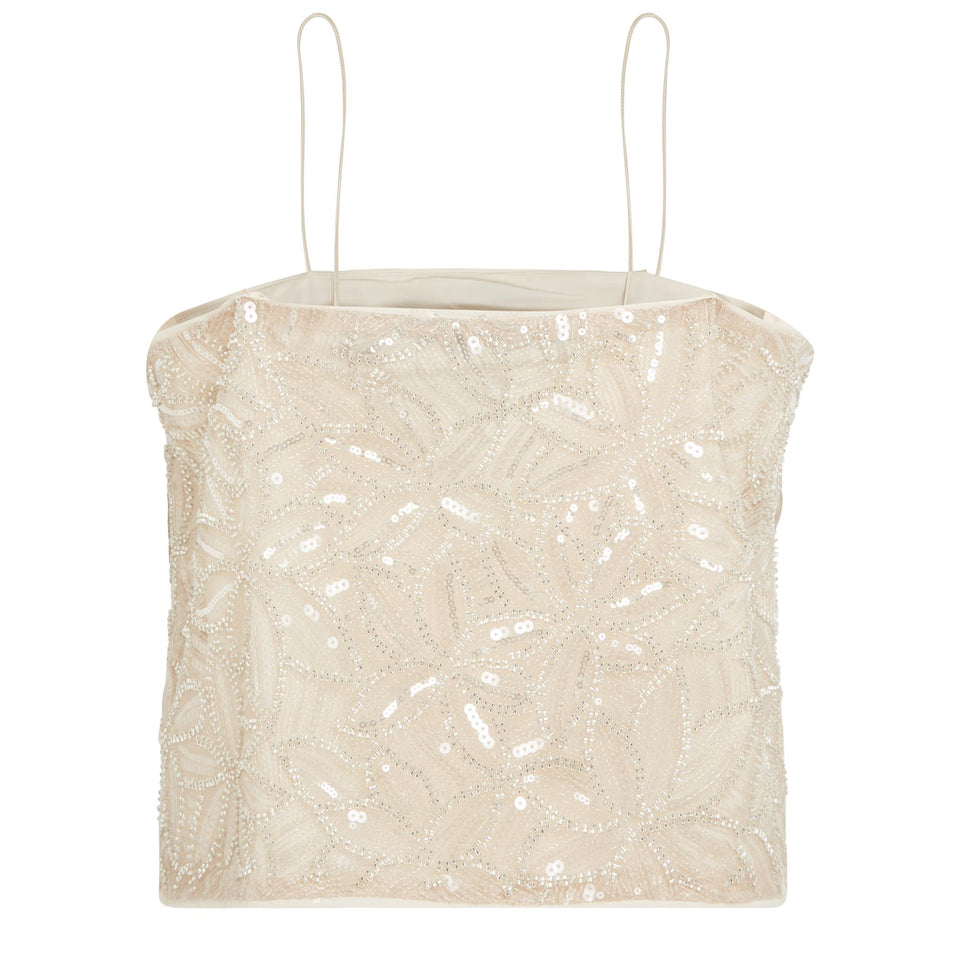 Top "Bigsiana" in tessuto bianco