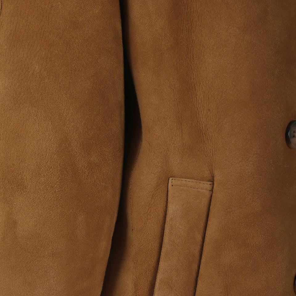 Giubbotto doppio petto in suede bege FLORENTINA CURLYCAMEL ENES 