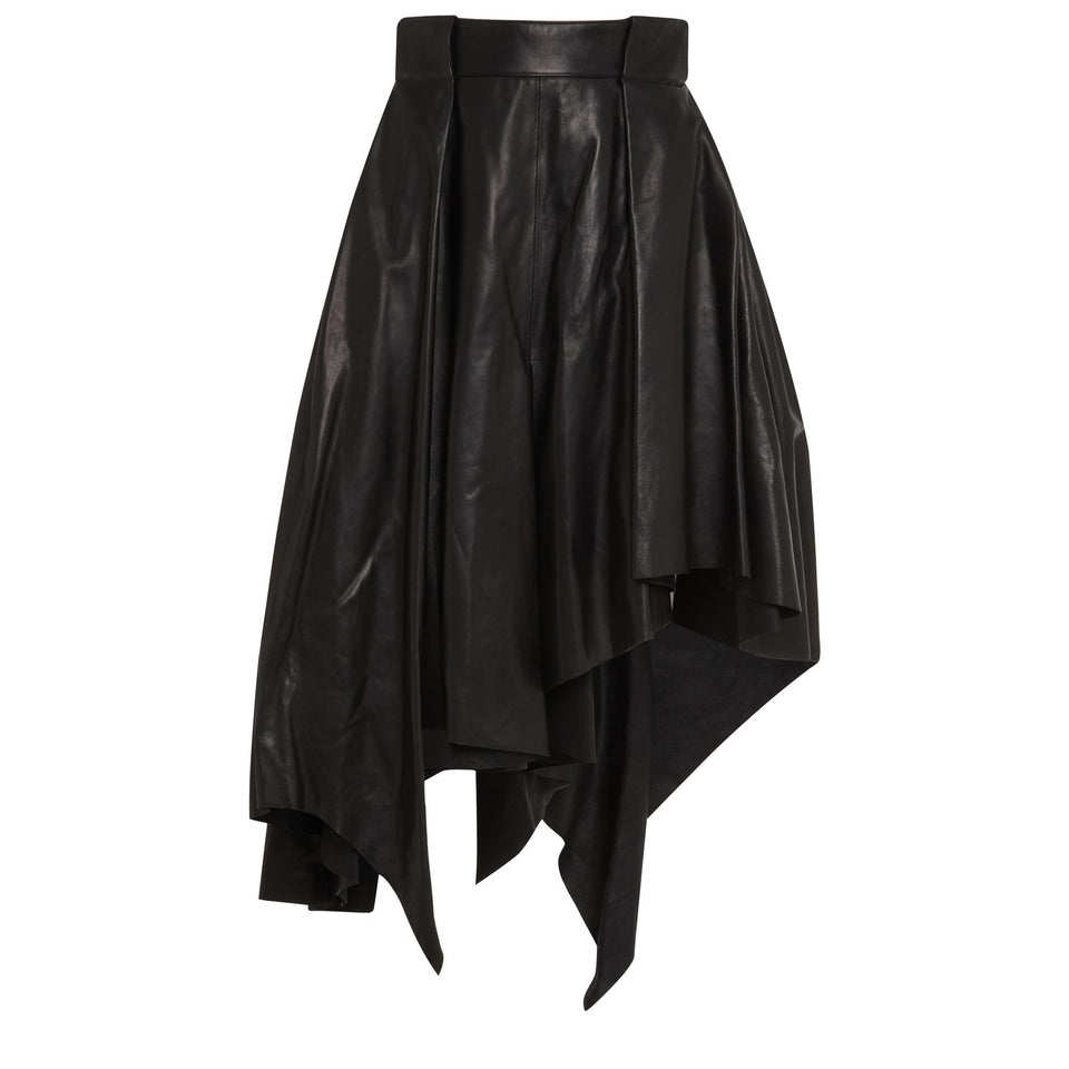 Gonna asimmetrica in eco pelle nera