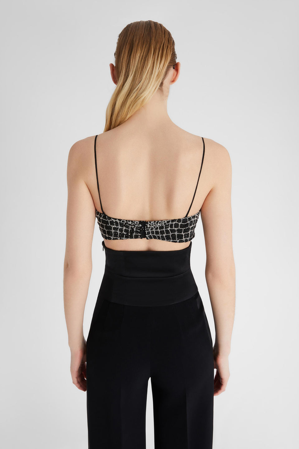 Reggiseno in seta con cristalli nero