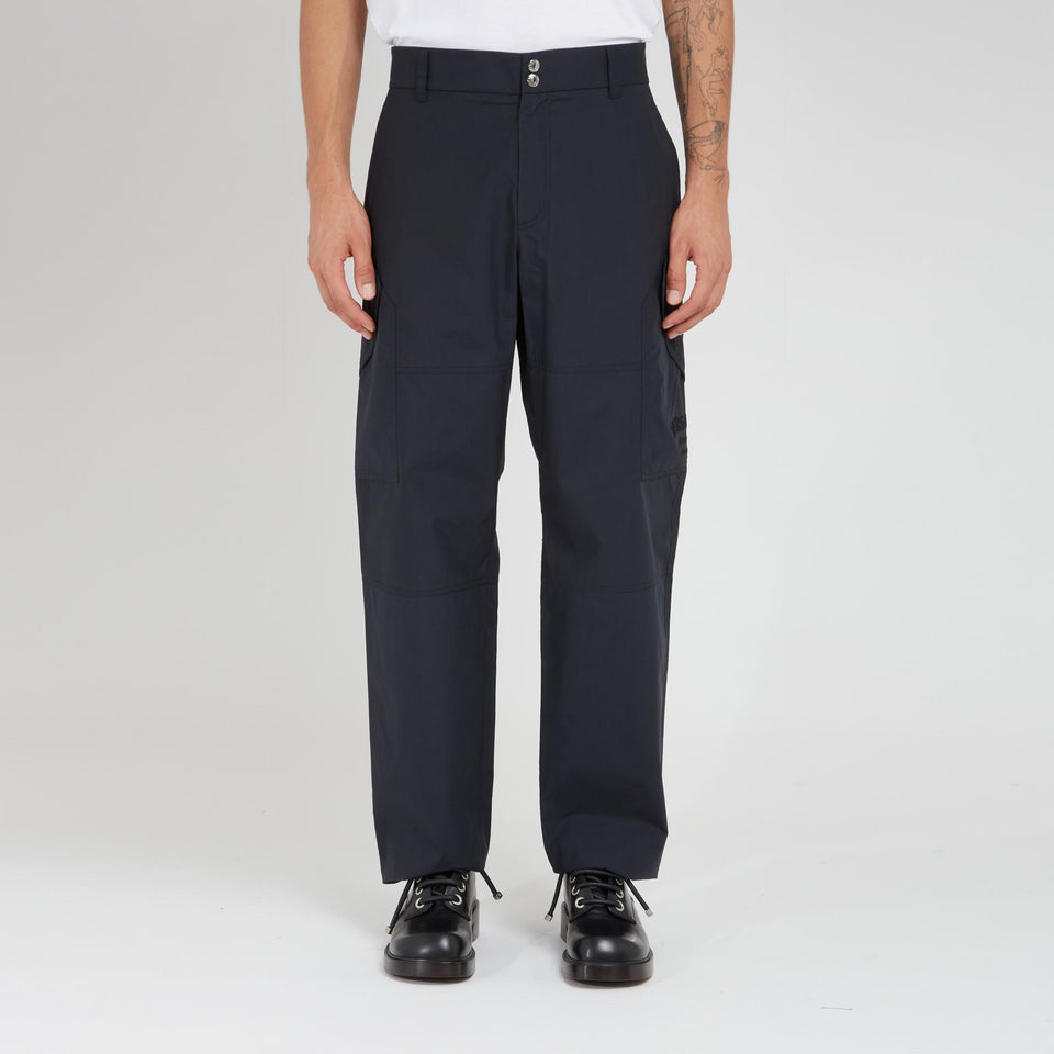 Pantalone con ricamo in cotone nero