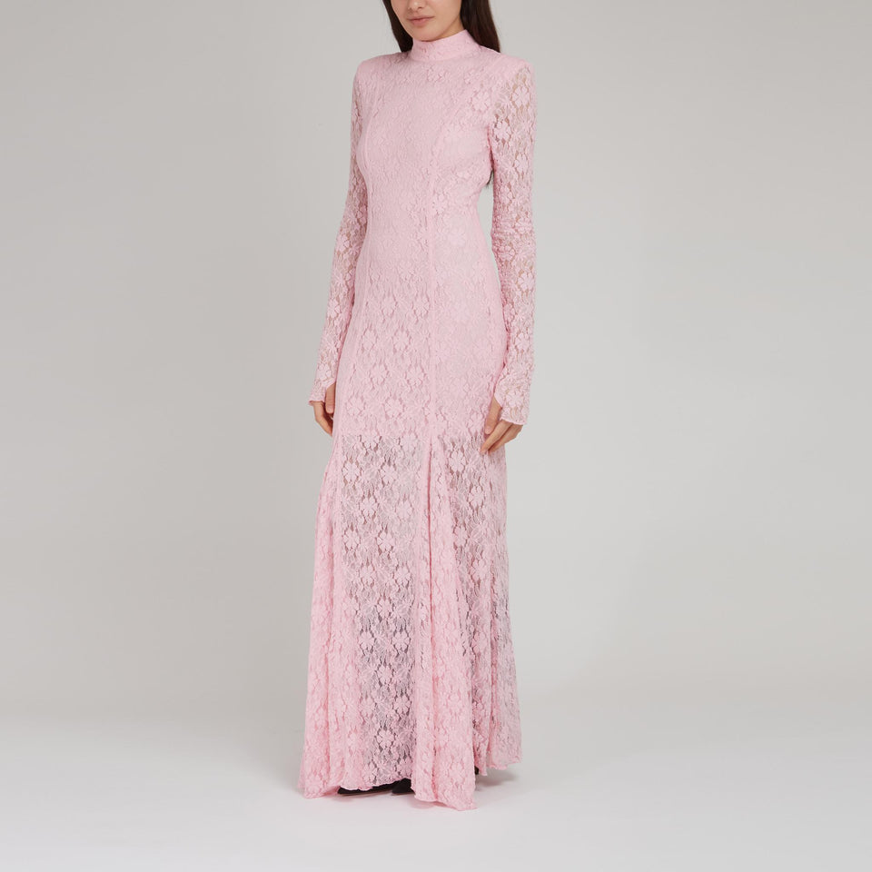 Maxi abito in pizzo rosa