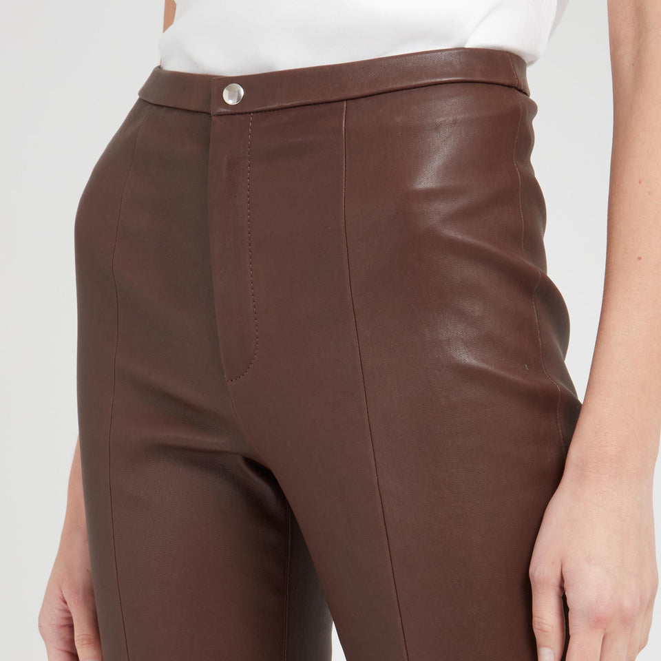 Pantalone in pelle marrone