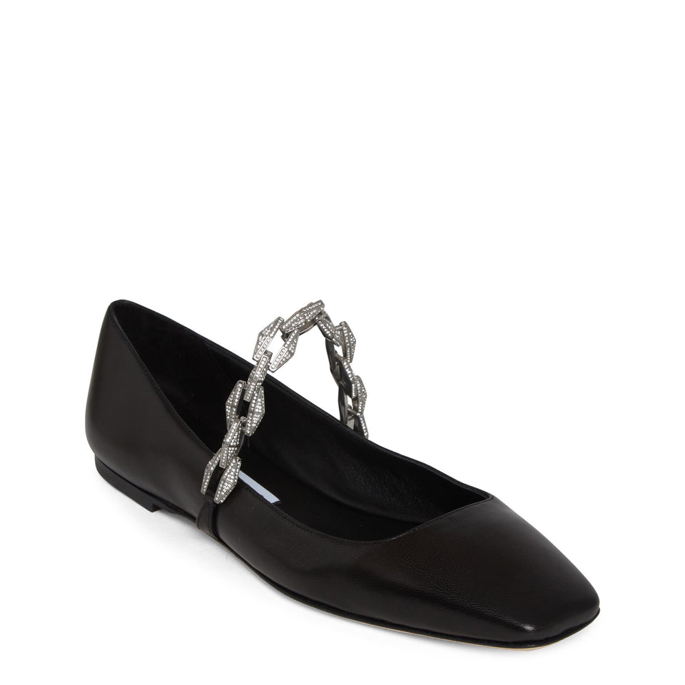 Ballerina "Diamond tilda flat" in pelle nera DIAMOND TILDA FLAT BYDBLACK/CRYSTAL JIMMY CHOO 