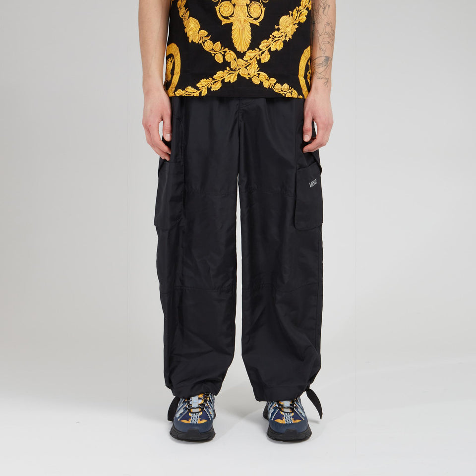 Pantalone cargo in nylon nero
