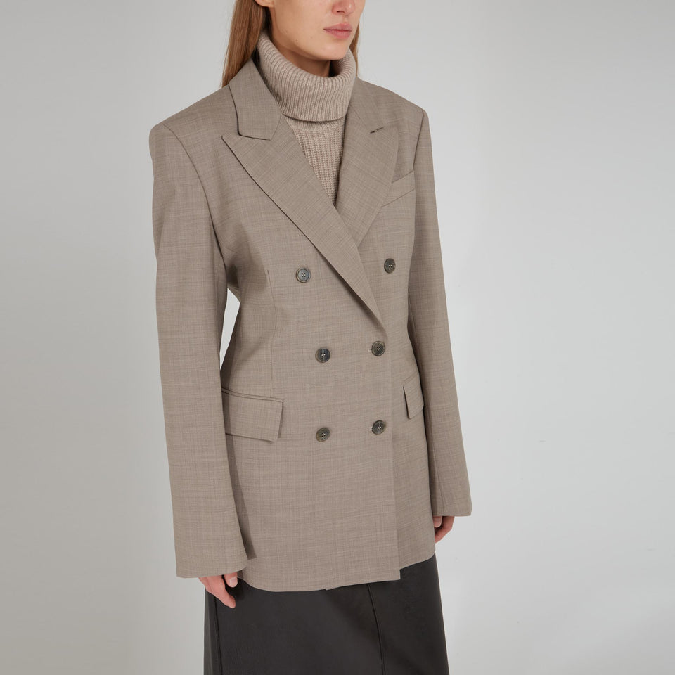 Beige wool double breasted jacket