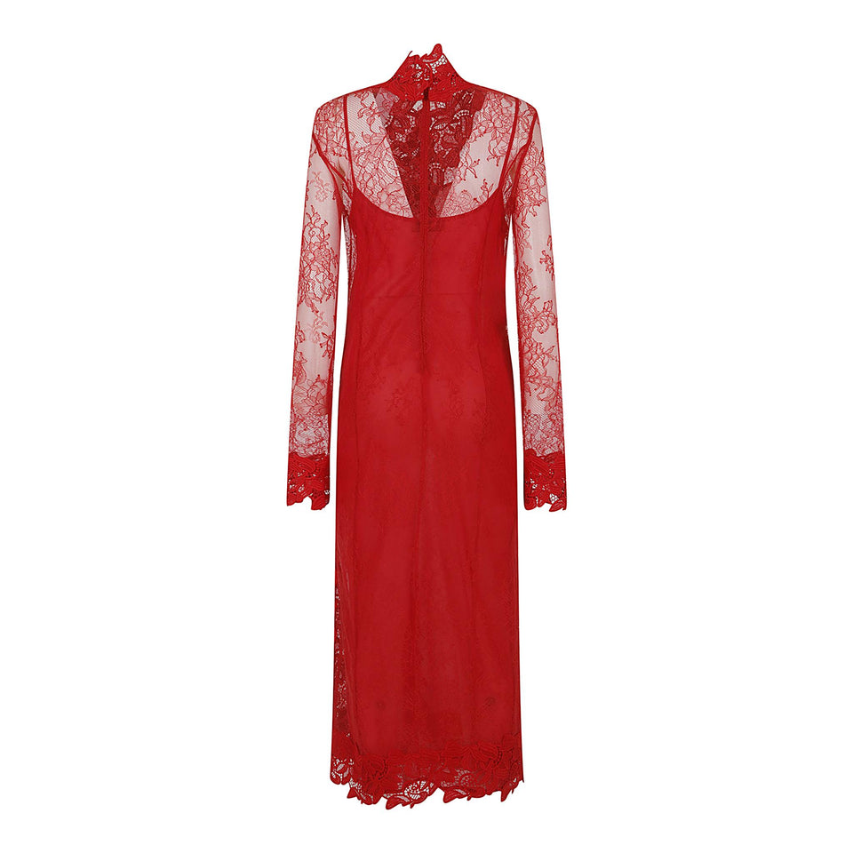 Abito in pizzo chantilly rosso 4A379A N0313 BLUMARINE 