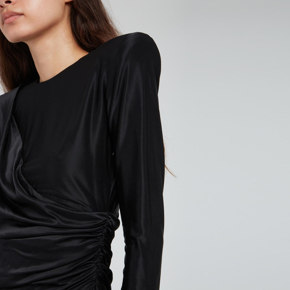 Asymmetrical dress in black fabric