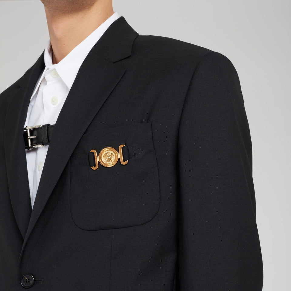 Giacca mono petto in lana nera