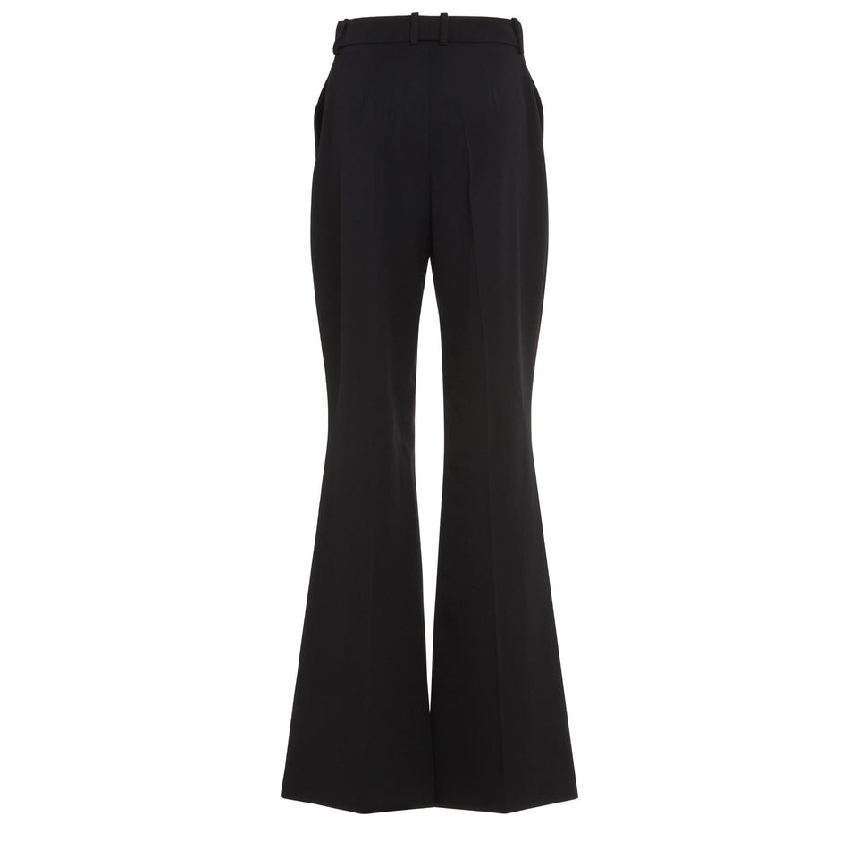 Pantaloni sartoriali svasati in lana neri