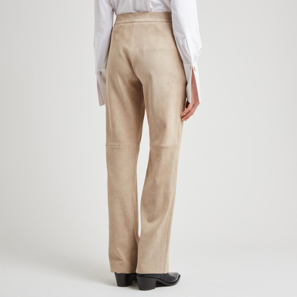 Pantalone "Massimo" in suede beige