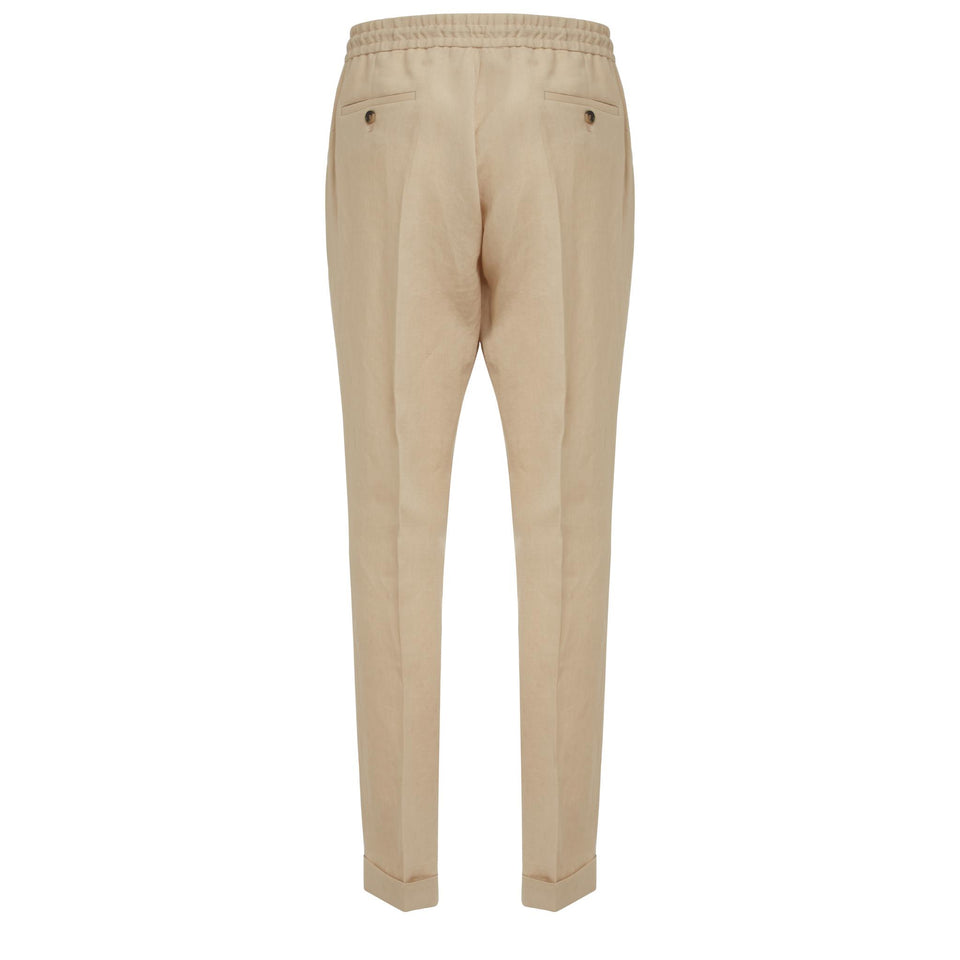 Pantalone in lino beige