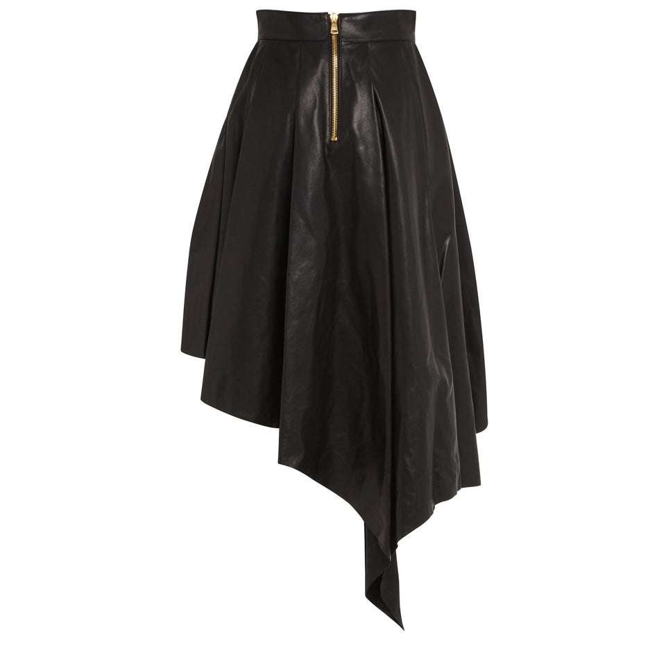 Gonna asimmetrica in eco pelle nera