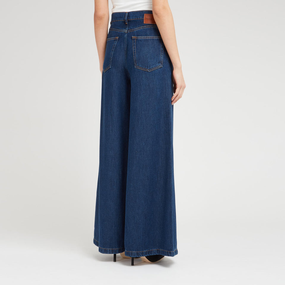 Jeans svasati in denim blu