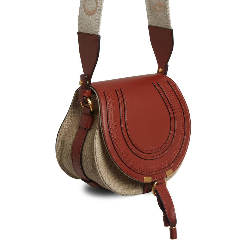 Borsa ''Marcie'' piccola in tessuto e pelle marrone