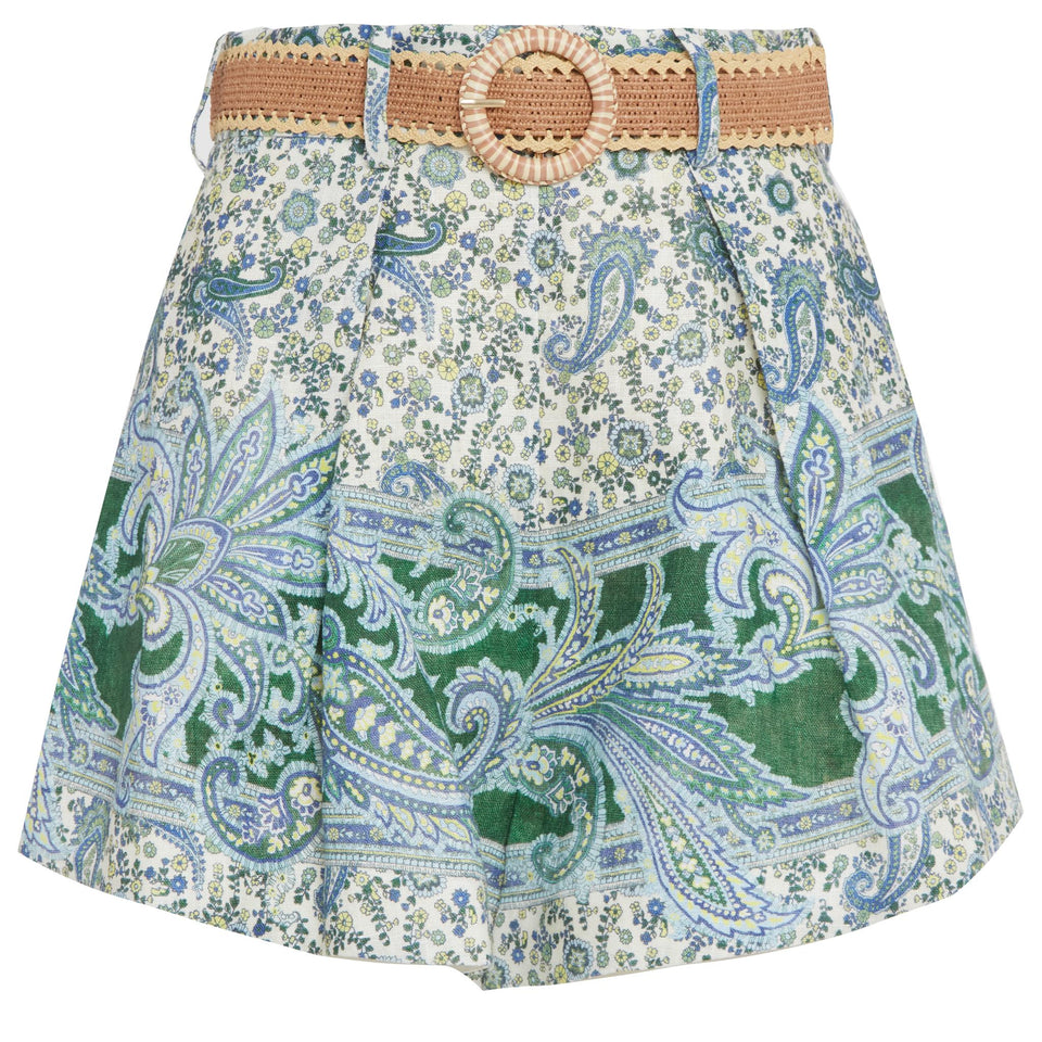 Multicolor linen shorts