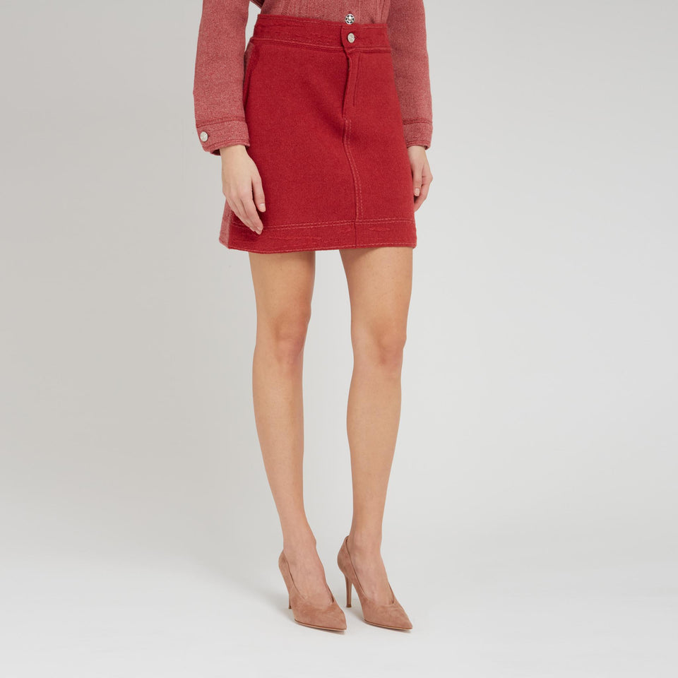 Mini gonna in cashmere rossa