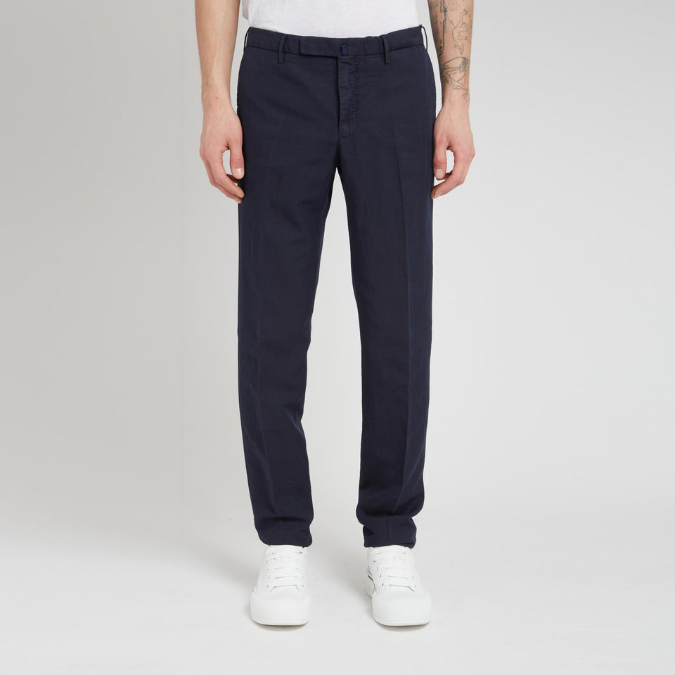 Pantalone in lino e cotone blu